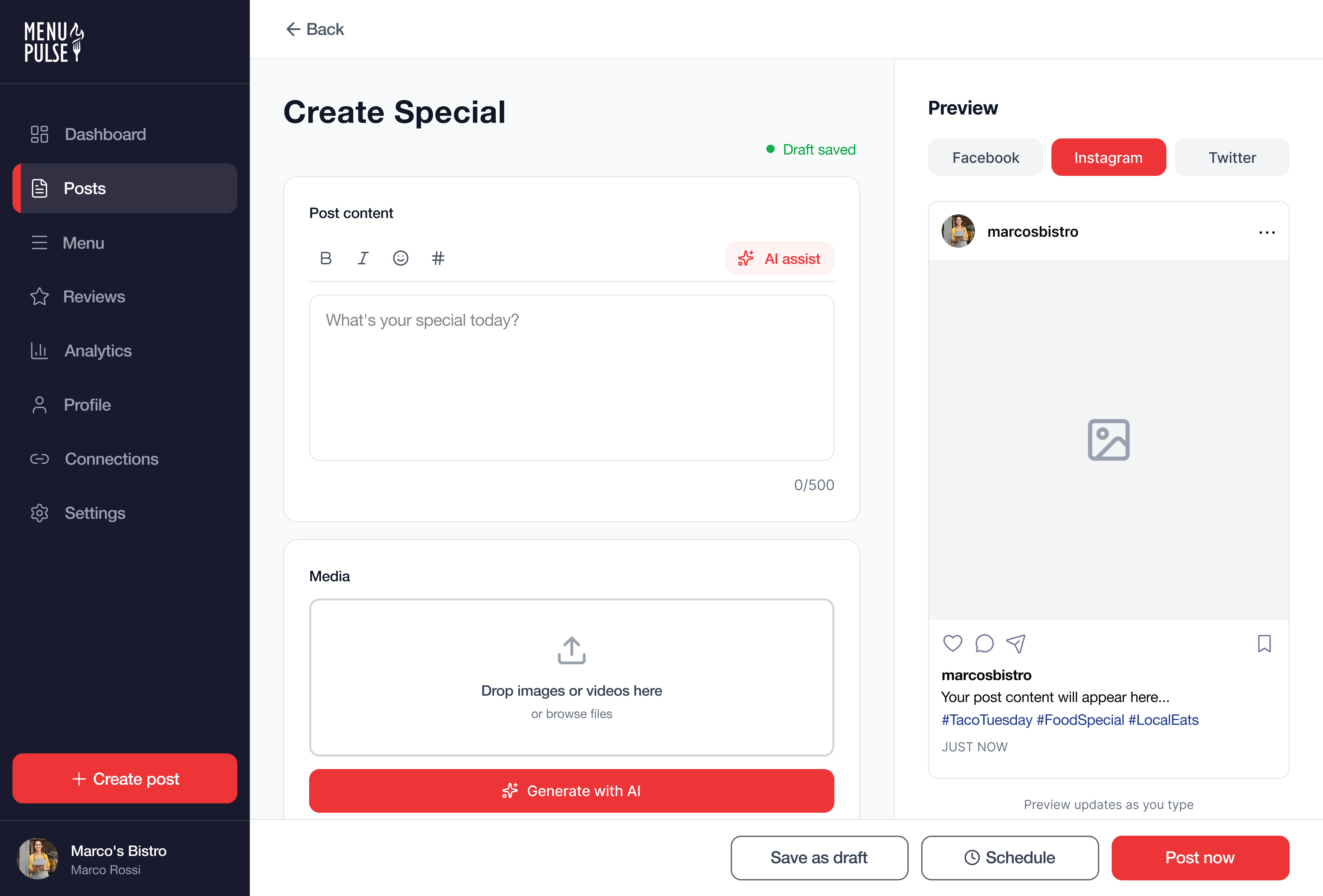 AI Posts: create special interface